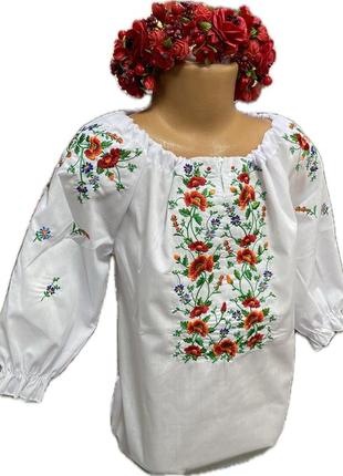 Блуза (вышиванка) для девочки белая6 фото