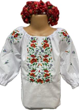 Блуза (вышиванка) для девочки белая5 фото