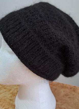Италия большой размер шерсть альпака фирменная двойная черная шерстяная шапка супер качество2 фото