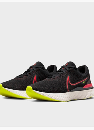 Кросівки nike react infinity run fk 3  розмір 40.5 устілка 25.5 см чоловічі унісекс running shoe black/siren red-volt