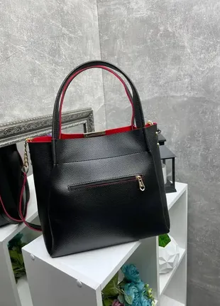 Черная с красным - шикарная, элегантная, большая и вместительная сумка формата а42 фото