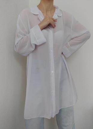 Прозрачная рубашка белая блуза прозрачная блузка длинная рубашка оверсайз белая блузка туника платье прозрачное9 фото