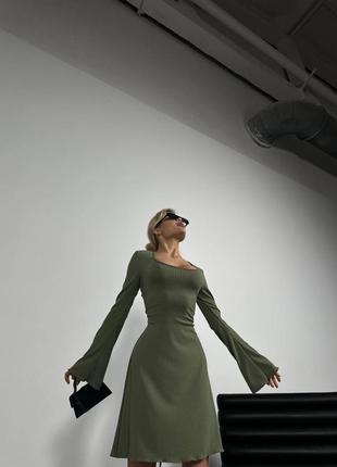 Платье со шнуровкой по спинке, мини платье, сексуальное платье, платье из рубчика6 фото