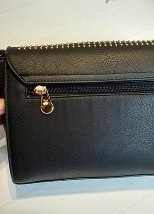 Клатч жіночий чорний сумочка маленька жіноча сумка через плече кросбоді3 фото