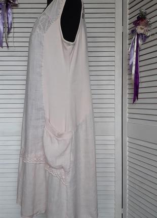 Натуральное, льняное платье нежно розового оттенка италия4 фото