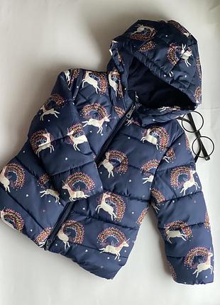 Утеплена куртка f&f з єдинорогами , 3-4роки, 104см.