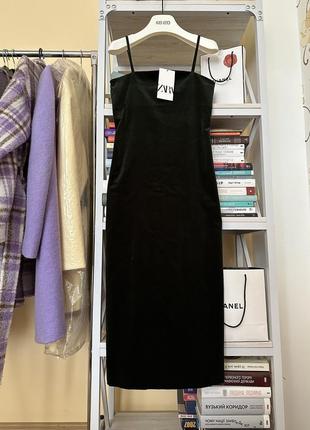 Нові колекції 😍смарагдова оксамитова міді сукня вельвет плаття олівець на бретелях вельвет бархат велюр zara
