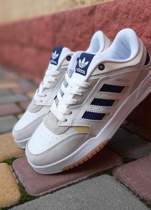 Adidas drop step белые с серым и синим кроссовки мужские адидас весенние осенние демисезонные демисезон топ качество замша кожаные