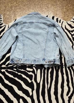Zara  куртка джинсовая рваная  пиджак оверсайс4 фото