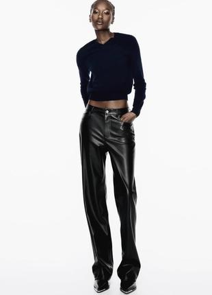 Брюки zara из эко-кожи
