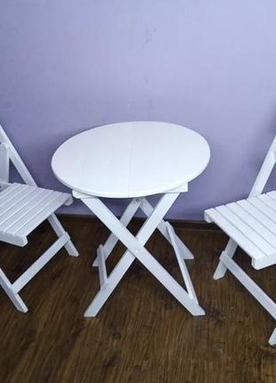 Комплект меблів стіл + два стільці розкладні з покриттям, натуральне дерево, ручна робота, зробимо за вашими розмірами1 фото