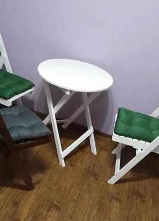 Комплект меблів стіл + два стільці розкладні з покриттям, натуральне дерево, ручна робота, зробимо за вашими розмірами7 фото