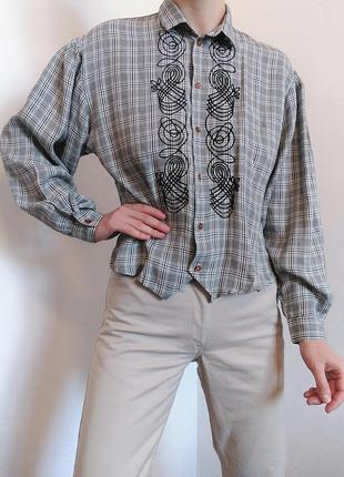 Винтажная блуза рубашка в клетку рубашка в клетку блузка винтаж натуральная рубашка2 фото