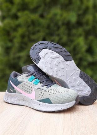 Кроссовки nike pegasus trail серые с зеленым