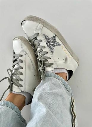 Женские кеды / кроссовки golden goose superstar silver (ggdb) premium.