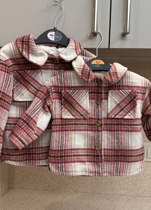 Утепленная рубашка f&f для девочки в клетку на весну/лето/осень 3/6 мес
