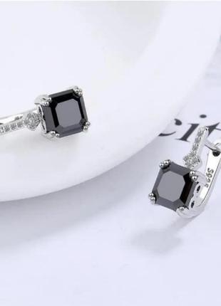 Серьги серебро silver original черные агаты