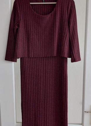 Платье, платье вязаное в рубчик, трикотажное stradivarius2 фото