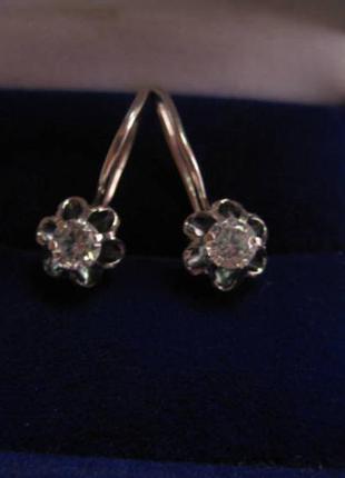 Позолоченые серьги серебряные