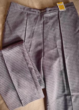 Женские классические брюки с стрелками брюки в клетку летние большие размеры фиолетовые брюки1 фото