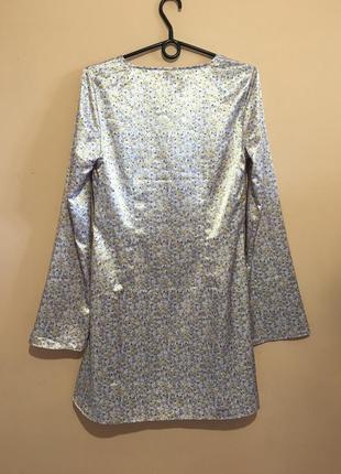 Новое сатиновое платье h&m pattern tie detail dress - s-m10 фото