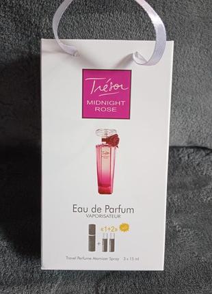 Міні парфюми жіночі з фермонами lncom tresor midnight rose 3*15 ml подарунковий набір