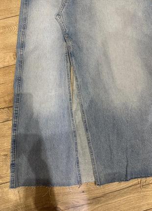 Джинсова юбка оригінал спідниця з розрізом міді максі довга2 фото
