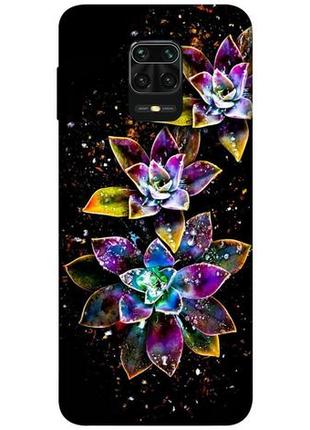 Чохол itsprint flowers on black для xiaomi redmi note 9s / note 9 pro / note 9 pro max