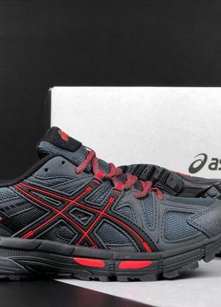 Asics gel-kahana 8 сірі з червоним кросівки чоловічі асікс сітка шкіра весняні літні демісезонні демісезон низькі відмінна якість