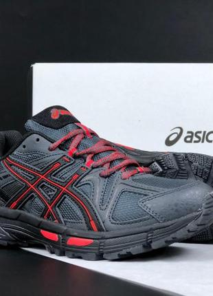 Asics gel-kahana 8 серые с красным кроссовки мужские ассикс сетка кожа весенние летние демисезонные демисезон низкие отличное качество4 фото