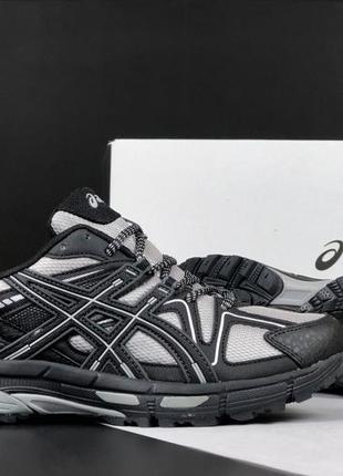 Asics gel-kahana 8 чорні з сірим кросівки чоловічі асікс сітка шкіра весняні літні демісезонні демісезон низькі відмінна якість