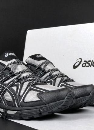 Asics gel-kahana 8 чорні з сірим кросівки чоловічі асікс сітка шкіра весняні літні демісезонні демісезон низькі відмінна якість4 фото