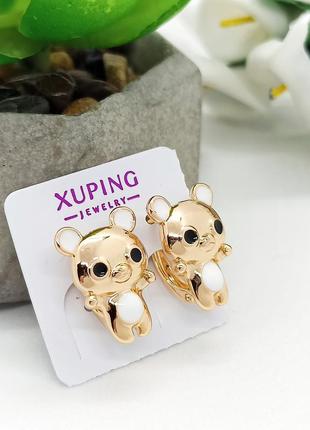 Серьги детские медсплав медзолото, мешки с цветной эмалью закутня