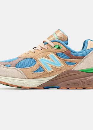 Мужские кроссовки new balance 990v3 x joe freshgoods beige blueнтер-биланс бежевого с белым цветами3 фото