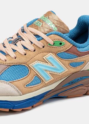 Мужские кроссовки new balance 990v3 x joe freshgoods beige blueнтер-биланс бежевого с белым цветами4 фото