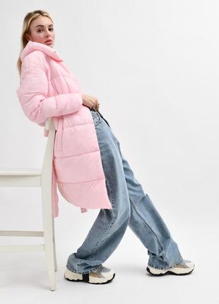 Демісезонна куртка-пальто світло-рожева | 780196 фото