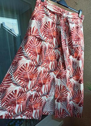 Красивая стильная летняя юбка миди с содержанием льна2 фото