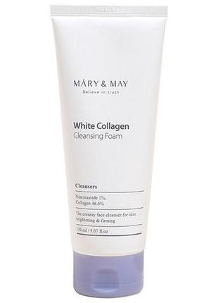 Пенка с коллагеном и ниацинамидом mary&may white collagen cleansing foam3 фото