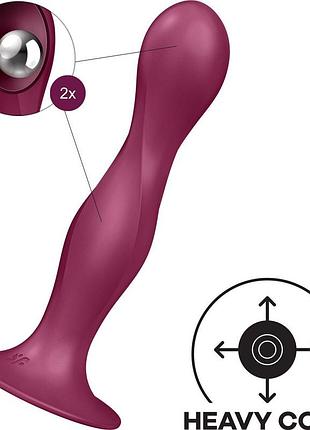 Дилдо satisfyer double ball-r red, унисекс, подвижные шарики внутри, на присоске 2
