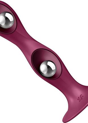 Дилдо satisfyer double ball-r red, унисекс, подвижные шарики внутри, на присоске 3