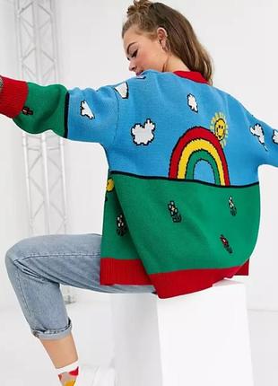 Невероятно стильный кардиган lazy oaf x mr men walter's world rainbow s