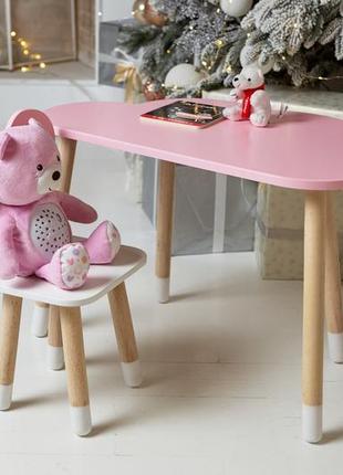 Стол тучка и стул бабочка детский  розовый с белым сиденьем. столик для уроков, игр, еды5 фото
