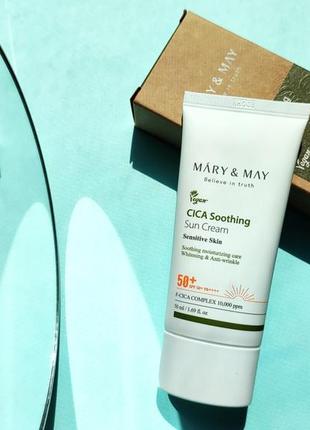 Успокаивающий солнцезащитный крем mary&may cica soothing sun cream spf50+ pa++++