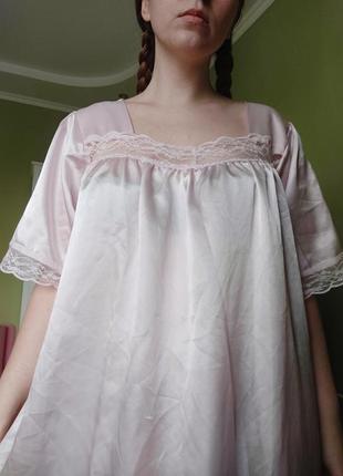 Идеальная ночная рубашка винтаж нежно-розовая3 фото
