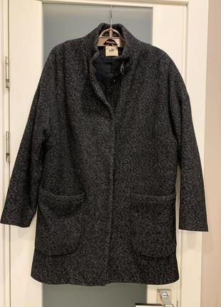 Шерстяное брендовое утепленное пальто кокон lee, оверсайз, оригинал, 34 % шерсть1 фото