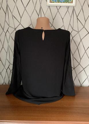 Блуза черного цвета размер s с прозрачными рукавами3 фото