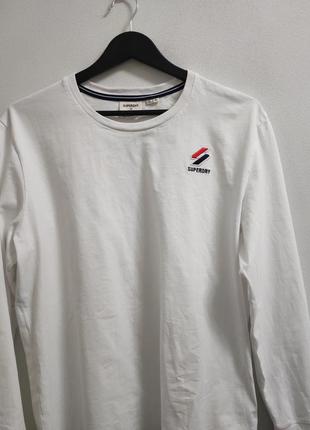 Лонгслив футболка длинный рукав мужская белая superdry, размер l - xl2 фото