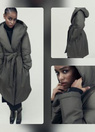 Жіноча довга куртка zara xs акція пальто нова колекція хакі весна в наявності
