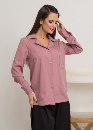 Базова ділова однотонна сорочка з кишенею демі класика 6 кольорів