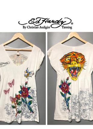 Ed hardy by christian audigier пляжное платье пляжная туника тату принт стиль эд харди